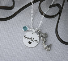 Load image into Gallery viewer, Cheerleader Necklace - Name Disc &amp; Birthstone
