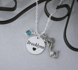 Cheerleader Necklace - Name Disc & Birthstone