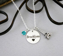 Load image into Gallery viewer, Eiffel Tower Necklace - Custom Name &amp; Birthstone
