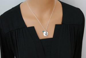 Ballerina Necklace - Custom Name Disc - Birthstone