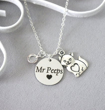 Load image into Gallery viewer, Cat Necklace - Custom Name Disc - Birthstone