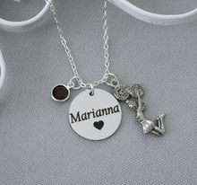 Load image into Gallery viewer, Cheerleader Necklace - Name Disc &amp; Birthstone
