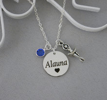 Load image into Gallery viewer, Ballerina Necklace - Custom Name Disc - Birthstone