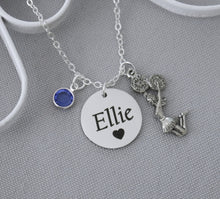 Load image into Gallery viewer, Cheerleader Necklace - Name Disc &amp; Birthstone