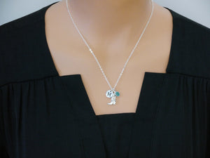 Cowgirl Boot Necklace - Initial Necklace - Birthstone