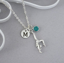 Load image into Gallery viewer, Gymnast Necklace - Initial Necklace - With Birthstone