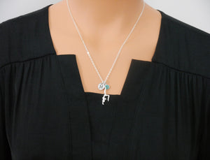 Gymnast Necklace - Initial Necklace - With Birthstone