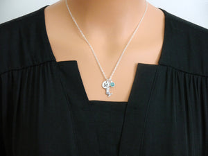 Mermaid Necklace - Initial Necklace - With Birthstone