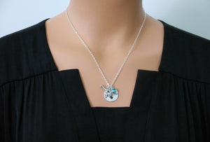 Giraffe Necklace - Custom Name Disc - Birthstone