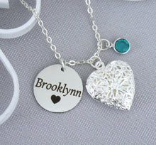 Load image into Gallery viewer, Picture Locket Necklace - Custom Name &amp; Birthstone