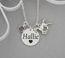 Load image into Gallery viewer, Horse Necklace - Custom Name Disc - Birthstone