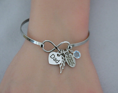 DAD MEMORIAL BRACELET NAME & BIRTHSTONE