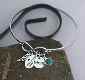 ANGEL WING BRACELET NAME DISC & BIRTHSTONE