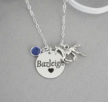 Load image into Gallery viewer, Horse Necklace - Custom Name Disc - Birthstone