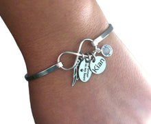 Load image into Gallery viewer, ANGEL WING BRACELET NAME DISC &amp; BIRTHSTONE