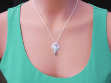 Load image into Gallery viewer, Microphone Necklace - Custom Name Disc - Birthstone