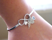 Load image into Gallery viewer, A Piece of My Heart is in Heaven - Angel Wing Infinity Bangle