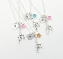 Load image into Gallery viewer, Gymnast Necklace - Initial Necklace - With Birthstone