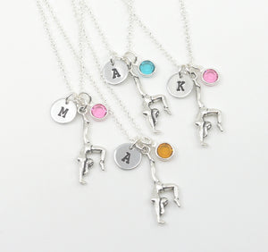 Gymnast Necklace - Initial Necklace - With Birthstone