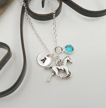 Load image into Gallery viewer, Horse Necklace - Initial Necklace - With Birthstone