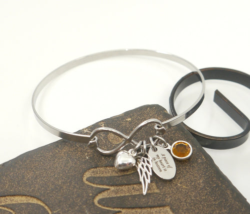 A Piece of My Heart is in Heaven - Angel Wing Infinity Bangle