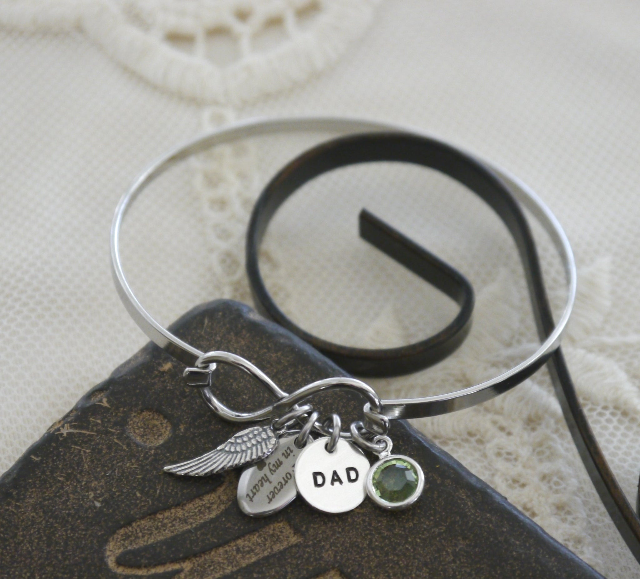 Brother Memorial Bracelet - Angel Wing Infinity Bracelet - With Custom –  Madie\'s Charms